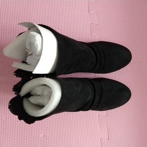 Adam tucker black suede booties